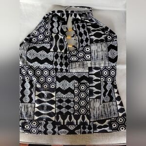 Bleu Rod Beattie Navy Blue And White Patterned Women's Swim Tankini Top